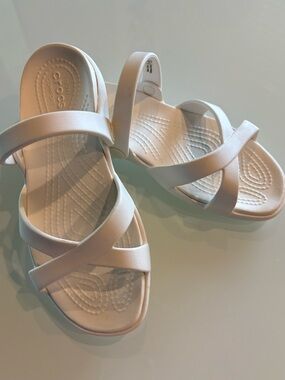 Crocs White Strappy Sandals, 7